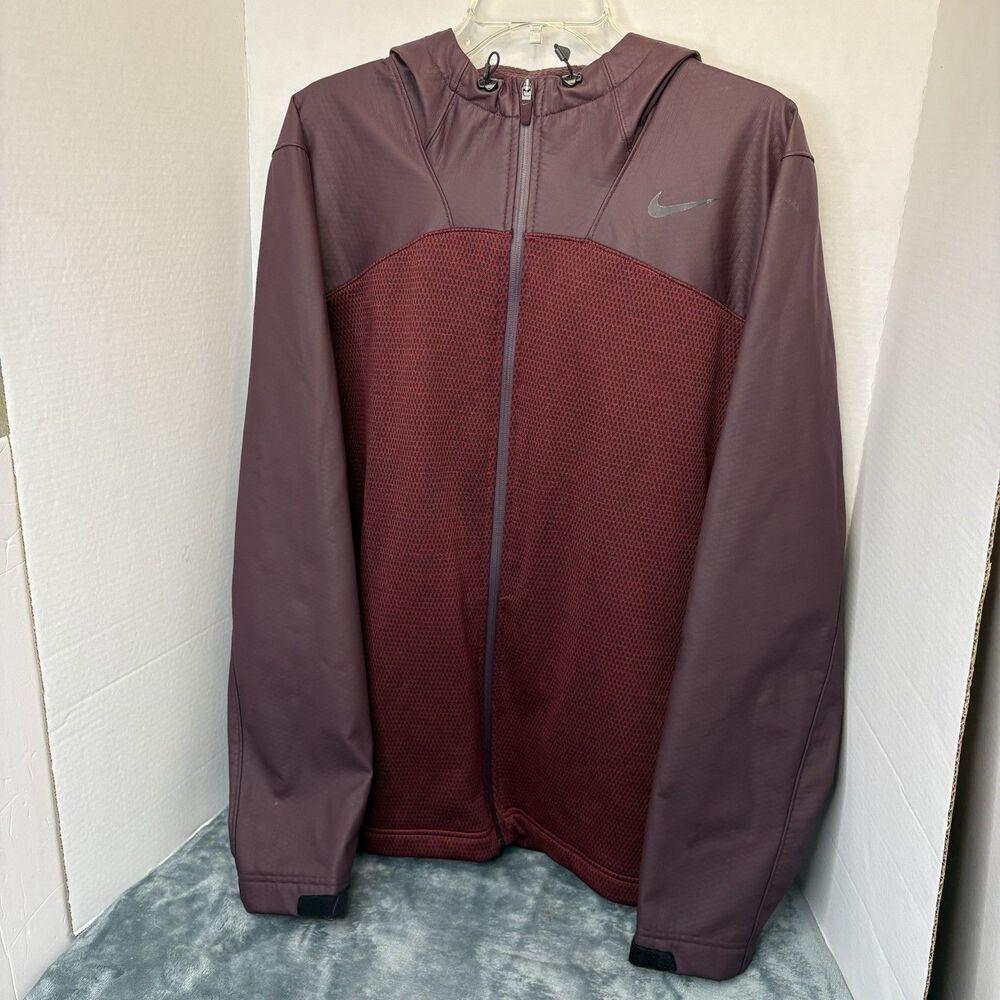 Nike Shield Chainmaille Full Zip Men's Jacket Burgundy Size Large Athletic